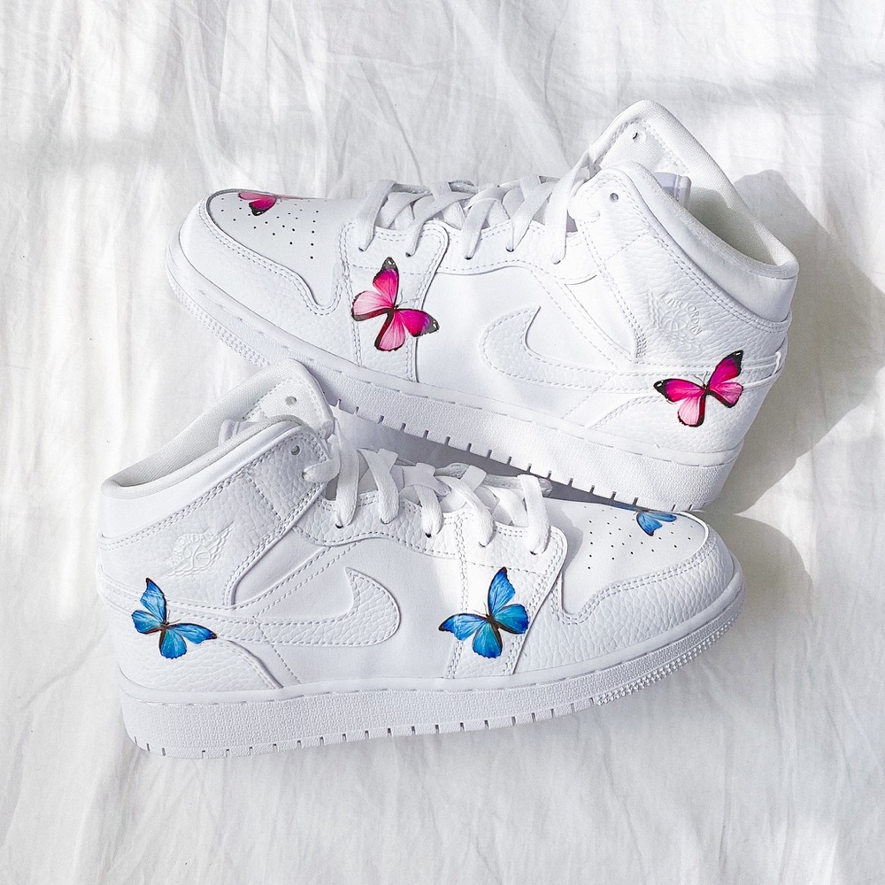 Nike custom 🦋 air jordan 1 mid sneakers - Picture 3 of 5